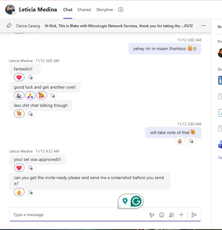 Client Testimonial Screenshot 1